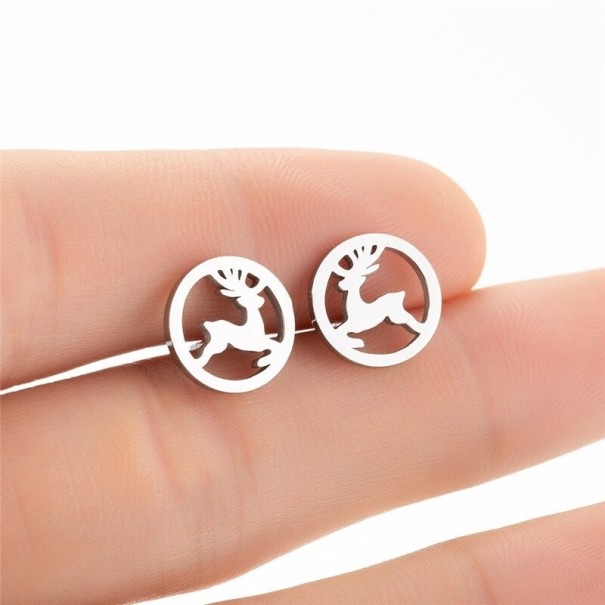 Pendientes de botón para mujer H815 plateado 6