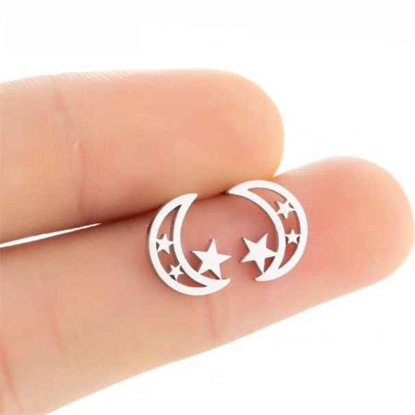 Pendientes de botón para mujer J159 plateado 17
