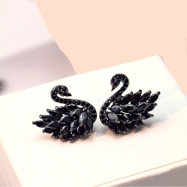 Pendientes de cisne para mujer negro