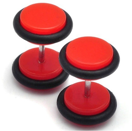 Pendientes de colores para hombre Dumbbell J3165 rojo