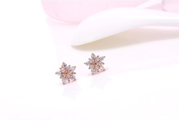 Pendientes de copo de nieve para mujer rosa viejo