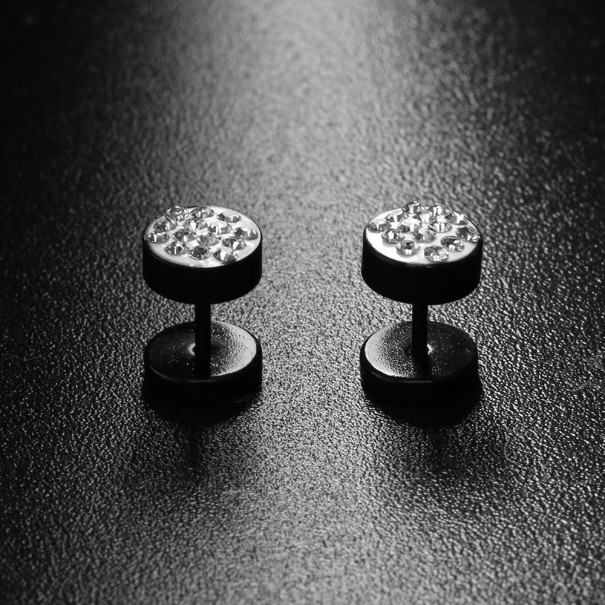 Pendientes de hombre - Barbell con piedras J1490 negro