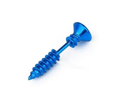 Pendientes de hombre en forma de tornillo J3241 azul
