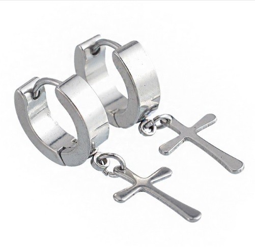 Pendientes de hombre - Mini cruz J2160 plateado