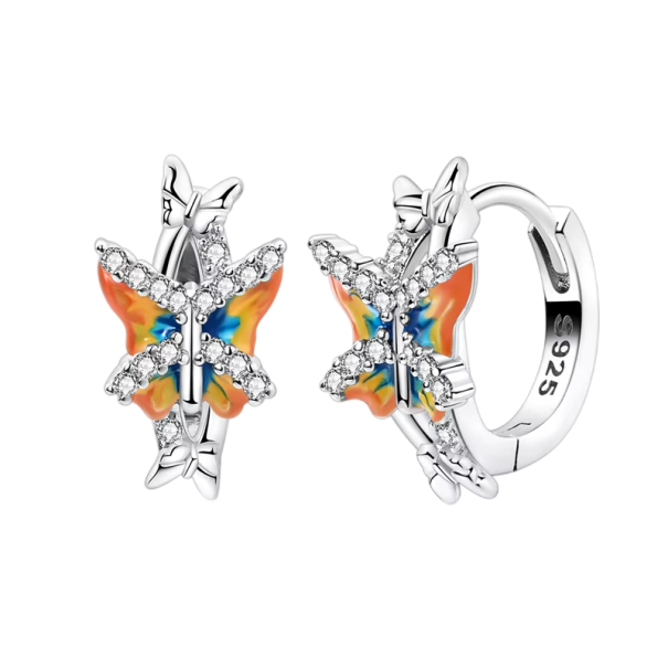 Pendientes de mariposa coloridos de plata 925 para mujeres Diseño colorido ideal para el uso diario y la temporada de primavera 1
