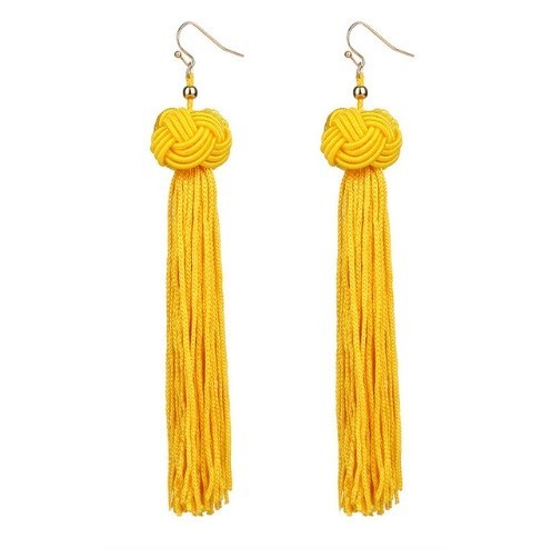Pendientes de moda - Nudo con flecos J2577 amarillo