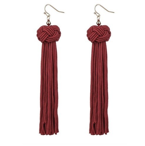 Pendientes de moda - Nudo con flecos J2577 rojo