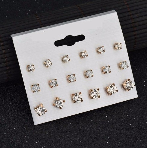 Pendientes de mujer, 12 pares, J1135 dorado