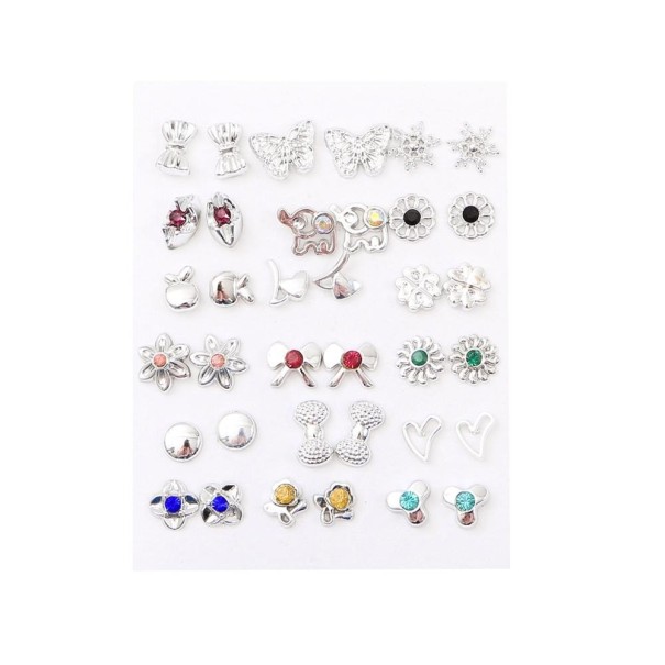 Pendientes de mujer 18 pares plateado