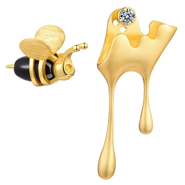 Pendientes de mujer abeja y miel dorado