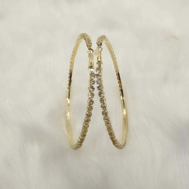 Pendientes de mujer círculos con circonitas G132 dorado 7 cm