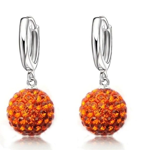 Pendientes de mujer círculos con colgante de bola A1727 naranja