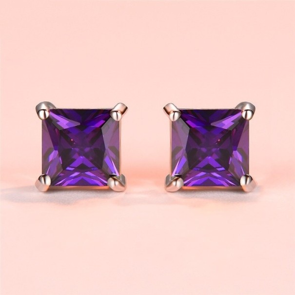 Pendientes de mujer con circonitas G121 morado
