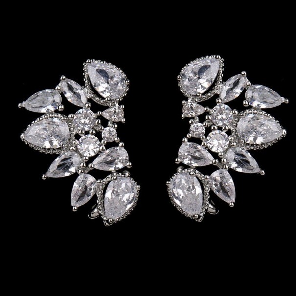 Pendientes de mujer con cristales G782 plateado