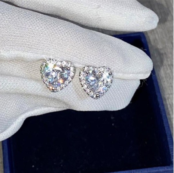 Pendientes de mujer con forma de corazón C1039 blanco