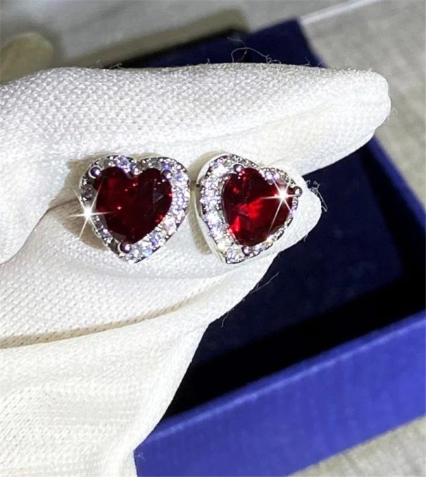 Pendientes de mujer con forma de corazón C1039 rojo