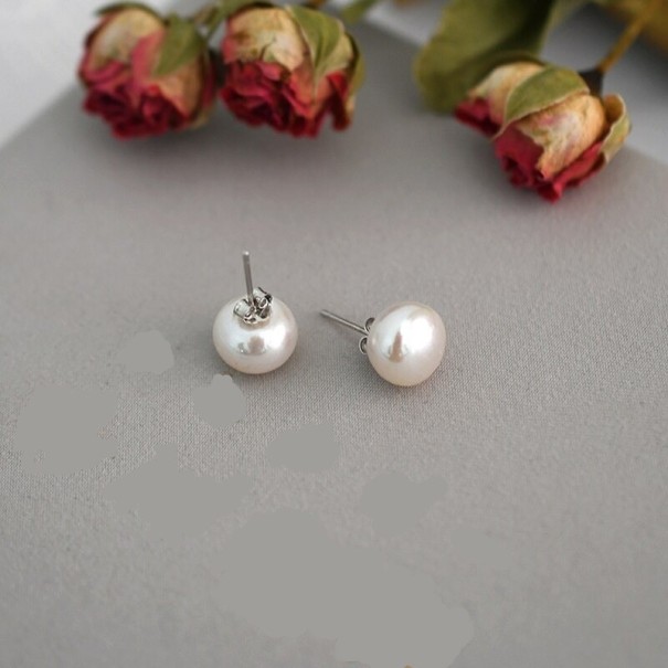 Pendientes de mujer con perla G1160 blanco 6 mm