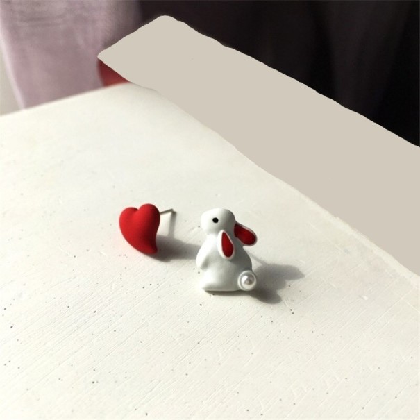 Pendientes de mujer conejo y corazón 1