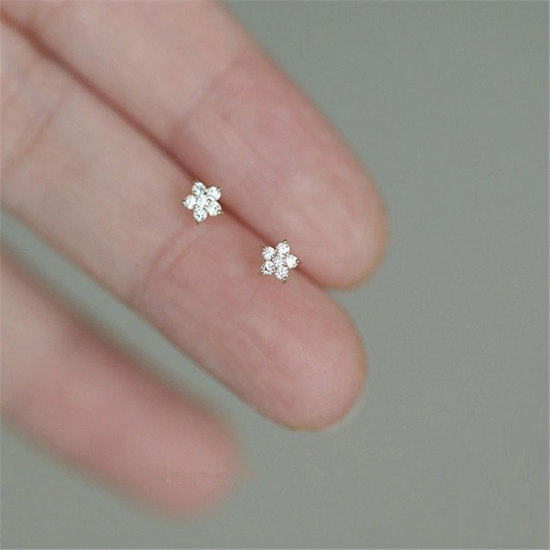Pendientes de mujer flor H692 plateado
