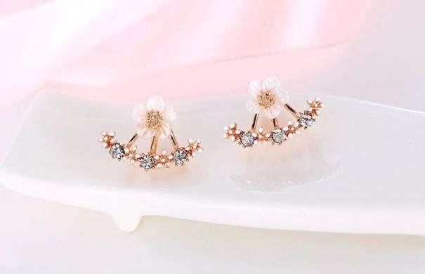 Pendientes de mujer flores rosa viejo