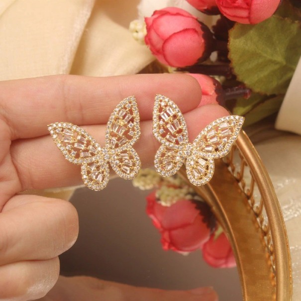 Pendientes de mujer mariposa con circonitas 5