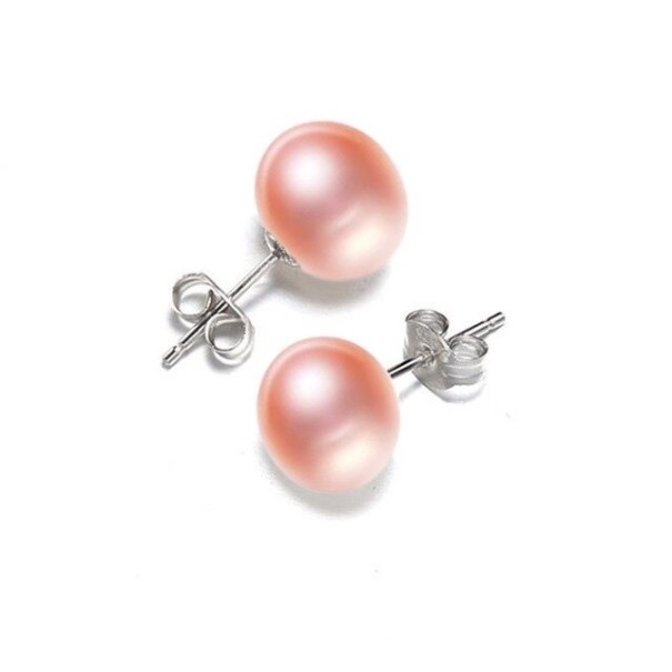 Pendientes de perlas para mujer A2749 rosa 8 mm