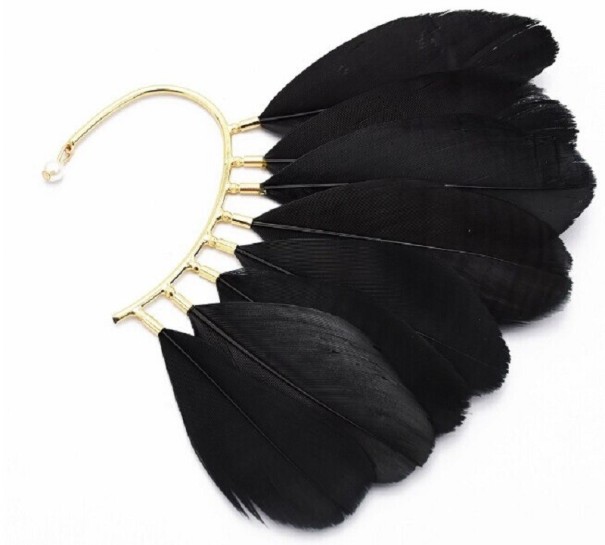 Pendientes de plumas negro