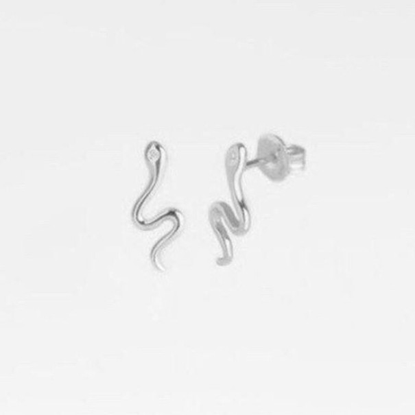 Pendientes de serpiente para mujer plateado 3