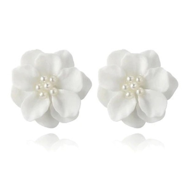 Pendientes mujer flores H754 blanco