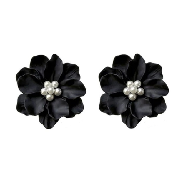 Pendientes mujer flores H754 negro