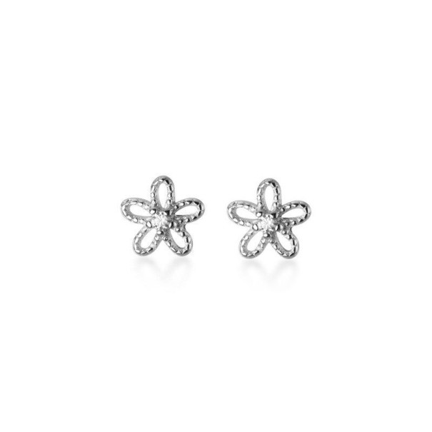 Pendientes pequeños de mujer con piedras plateado 1