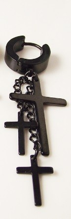 Pendientes punk con cruces J2248 negro
