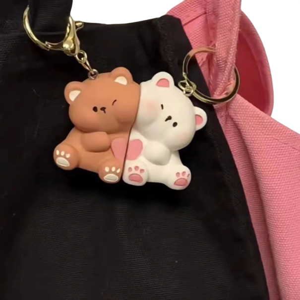 Péndulos magnéticos para llaves Ositos Llaveros de silicona Set magnético de conexión Regalo adorable para parejas y amigos 1