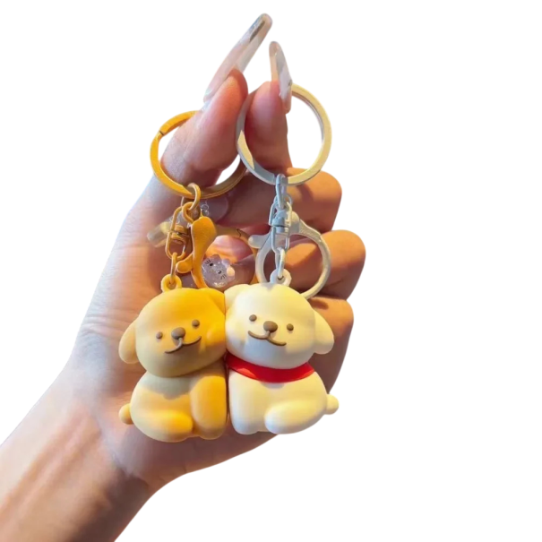 Pendurantes magnéticos para chaves Cachorrinhos Chaveiros de silicone Conjunto magnético de ligação Acessório adorável para casais e amigos 1