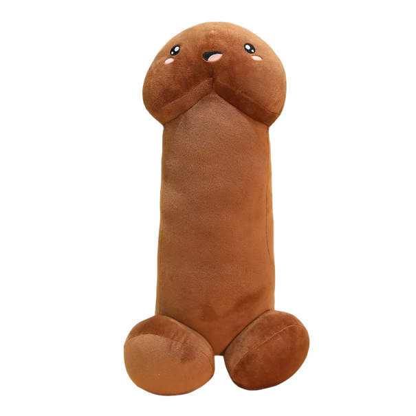 Pene de peluche 50 cm Pene de peluche marrón con cara 4