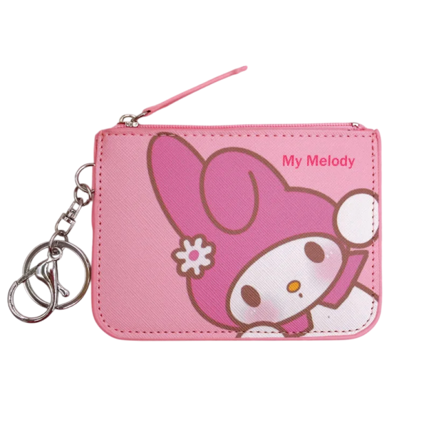 Peněženka My Melody růžová kreslená peněženka s přívěskem na klíče PU kůže Zip uzávěr Kawaii pouzdro na karty Dětský anime dárek 1
