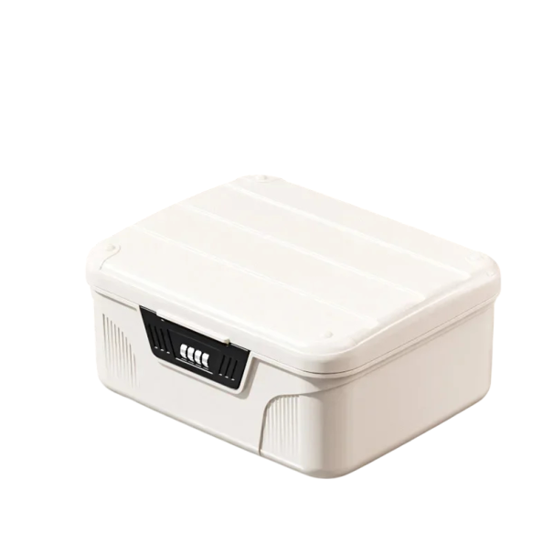 Pengarbox med sifferkod 33x26.5x12cm ABS låsbar behållare med 4-siffrig lås för besparingar, mynt och små värdesaker vit