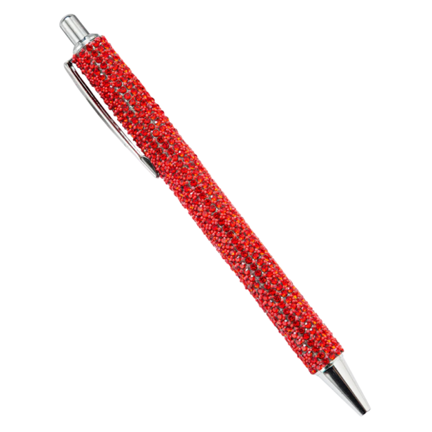 Penna a sfera 14,4 cm Penna metallica rosa-oro con strass Penna elegante per matrimoni e regali Articoli di cancelleria di lusso per ufficio e scuola rosso