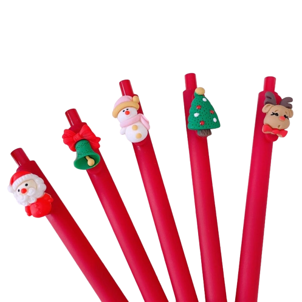 Penna a sfera con decorazione natalizia 5 pz G3089 rosso