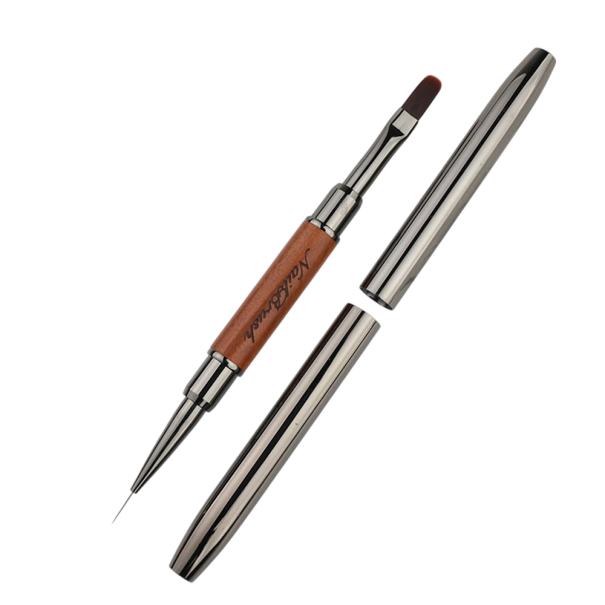 Pennello doppio per unghie per modellazione e pittura Pennello preciso per acrilico, gel e smalto per la cura delle unghie con custodia protettiva 1