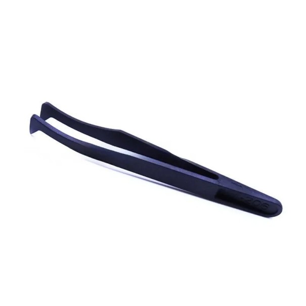 Pensetă antistatică cu vârfuri plate curbate pentru prinderea blândă a pieselor fragile la repararea ceasurilor și a electronicelor delicate 1