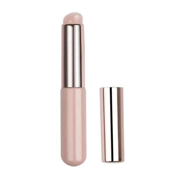 Pensulă de buze din silicon și corector 8,5x1x0,5 cm aplicator cosmetic cu capac, cap rotund, pensulă moale pentru ruj și machiaj precis bej