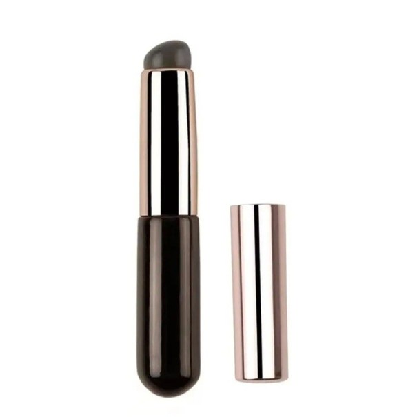 Pensulă de buze din silicon și corector 8,5x1x0,5 cm aplicator cosmetic cu capac, cap rotund, pensulă moale pentru ruj și machiaj precis maro