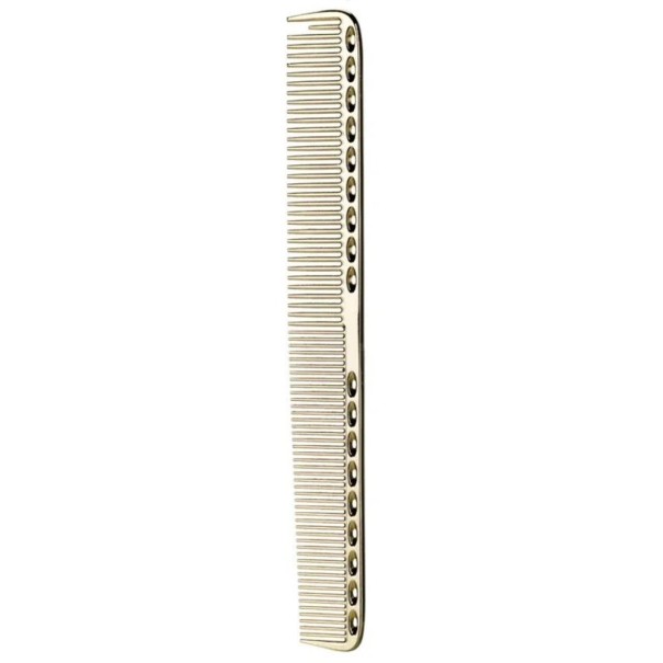 Pente de cabeleireiro para corte de cabelo 21,5 x 2,6 x 2,2 cm Pente profissional em alumínio Dentes finos Ajuste de risca Styling de cabelo dourado