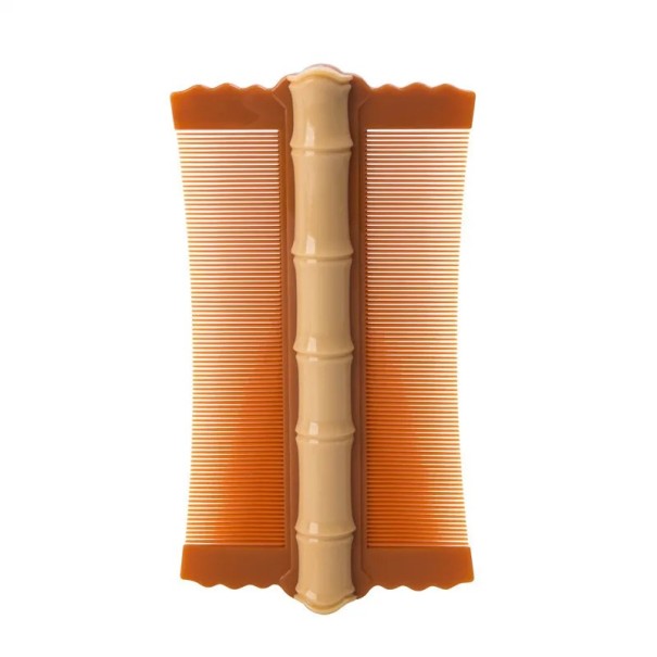 Pente Duplo para Piolhos com Dentes Finos Remoção de Pulgas e Caspa Pente para Cabelo Ferramenta de Estilo para Cuidados Capilares bege