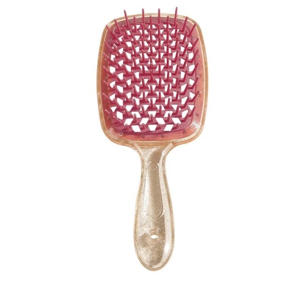 Pente para cabelo com dentes largos 20,3 x 8,3 x 3 cm Pente de massagem respirável com dentes redondos Escova de styling leve para todos os tipos de cabelo rosa escuro