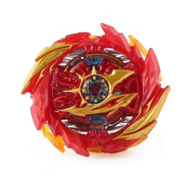 Peonza de combate para niños con piezas desmontables Roja con adornos dorados Plástico y metal Diámetro aprox. 6 cm Juguete para girar y combatir 1
