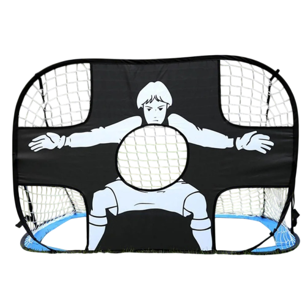 Pequena baliza de futebol dobrável 110 x 80 x 80 cm para crianças com tela de tiro Treino de precisão e alvos Com bolsa de transporte azul