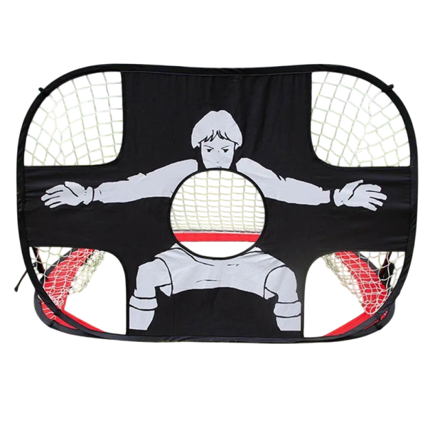 Pequena baliza de futebol dobrável 110 x 80 x 80 cm para crianças com tela de tiro Treino de precisão e alvos Com bolsa de transporte vermelho