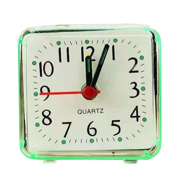 Pequeño despertador analógico 6x3x5,8 cm Esfera de fácil lectura Pitido fuerte Despertador portátil para 1 pila AA Para el dormitorio Oficinas Para llevar verde